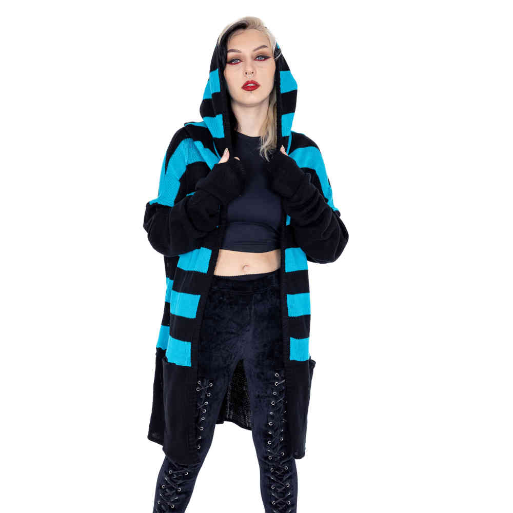 Heartless - Willa Long cardigan - Black/Blue